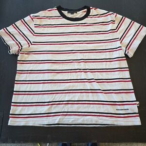 Alexander Wang Mens XL Striped Short Sleeve T-Shirt Red Black White Cotton Crew